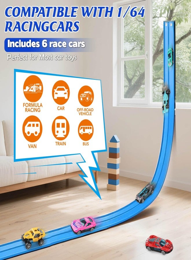 Gretex Flexible Race Track for Kids Ages 4-8: 15 Ft Flex Race Car Ramp Track With 6 Toy Cars Suction Cups, Portable DIY Racetrack Compatible With Diecast 1/64th Cars, Ideal Gift for Kids Toys Boys 3-5 - Image 2